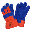 Gants de protection à la main en cuir bleu avec Ce En388